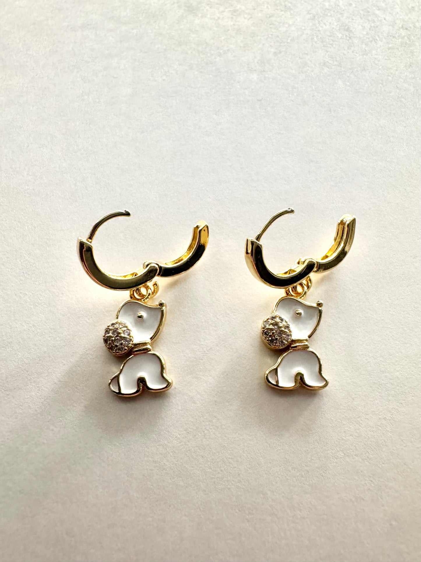 White Pup Hoop Earrings