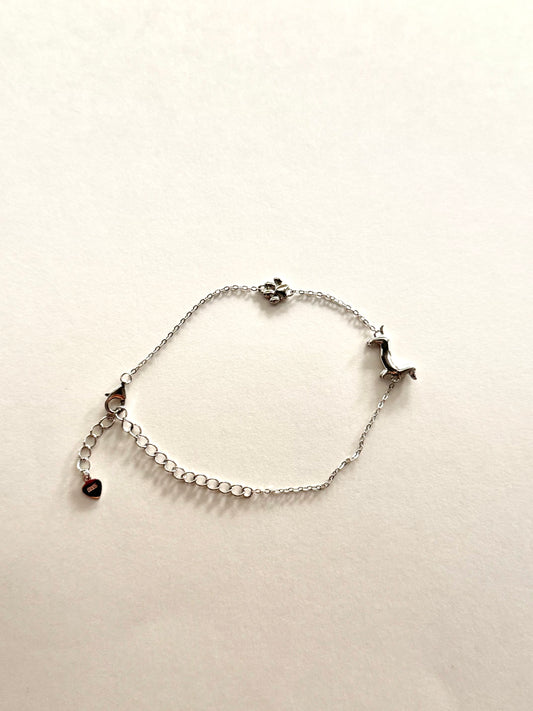Dachshund & Paw Silver Bracelet