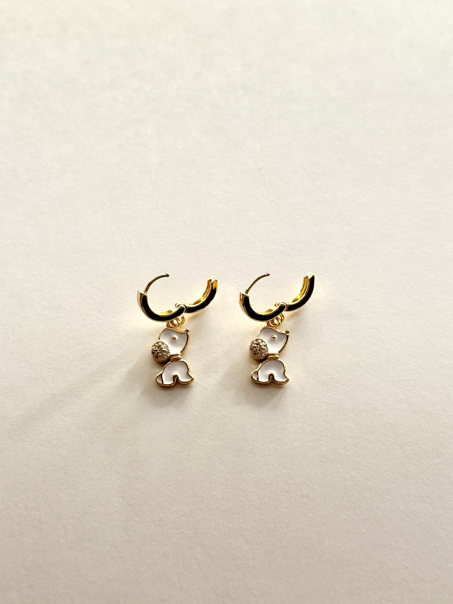 White Pup Hoop Earrings