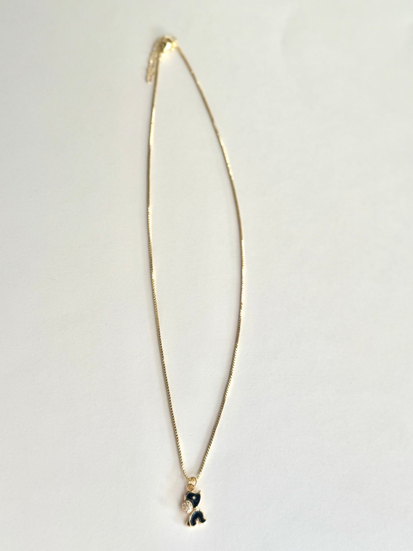 Small Dog Gold Pendant Necklace With Sparkle