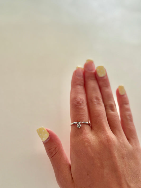 Silver Paw Charm Ring
