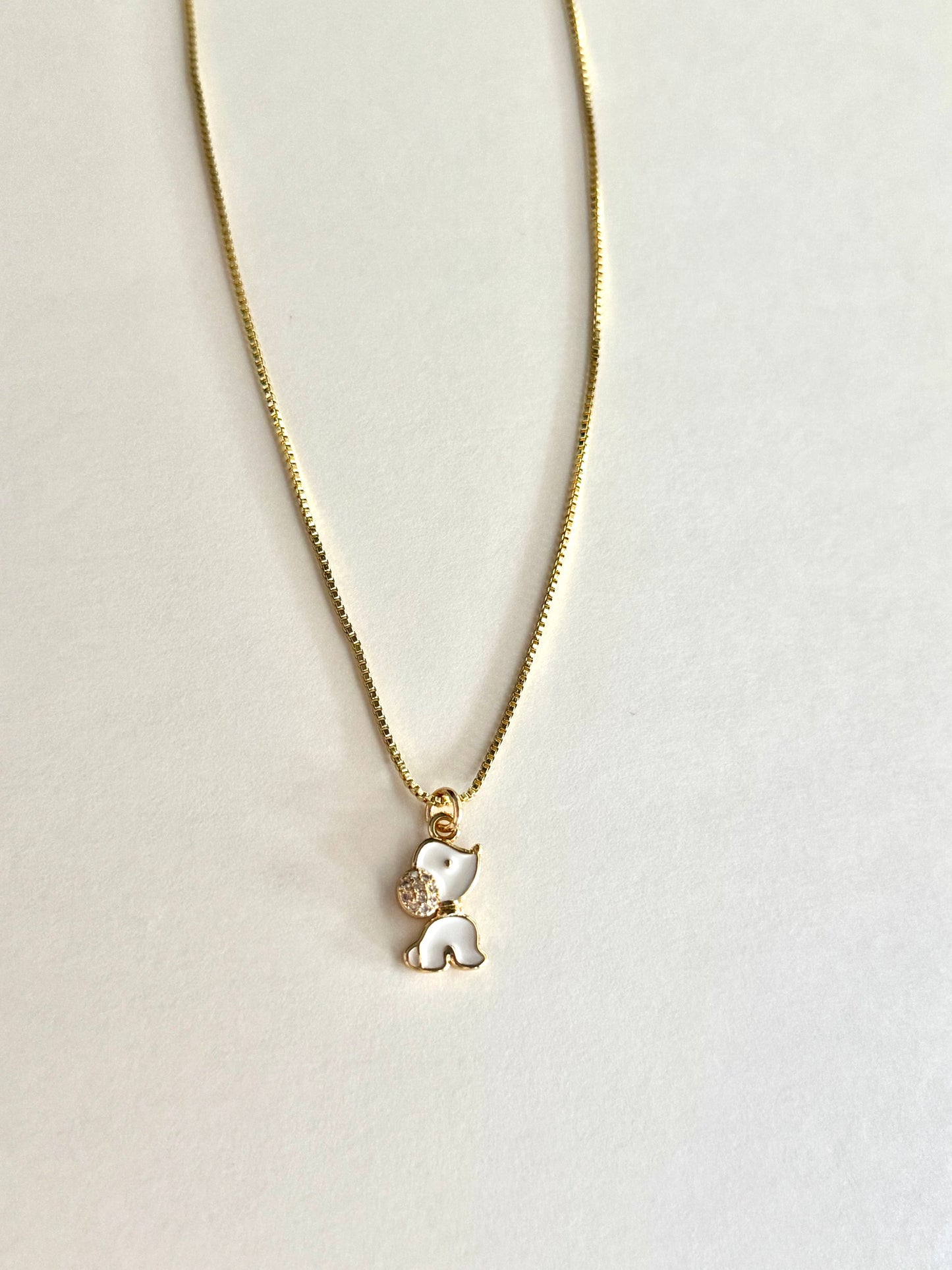 Small Dog Gold Pendant Necklace With Sparkle