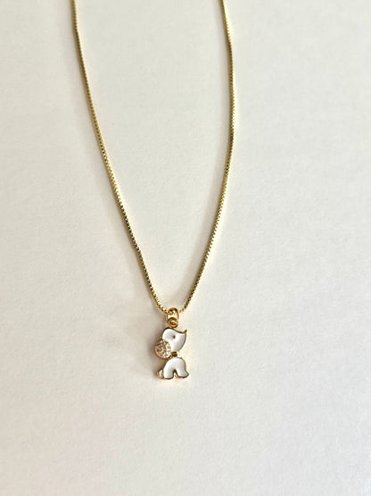 Small Dog Gold Pendant Necklace With Sparkle