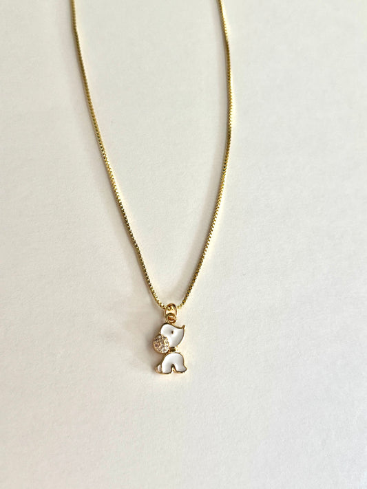 Small Dog Gold Pendant Necklace With Sparkle