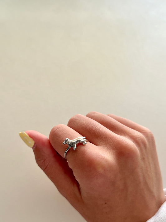 Silver Dog Adjustable Ring