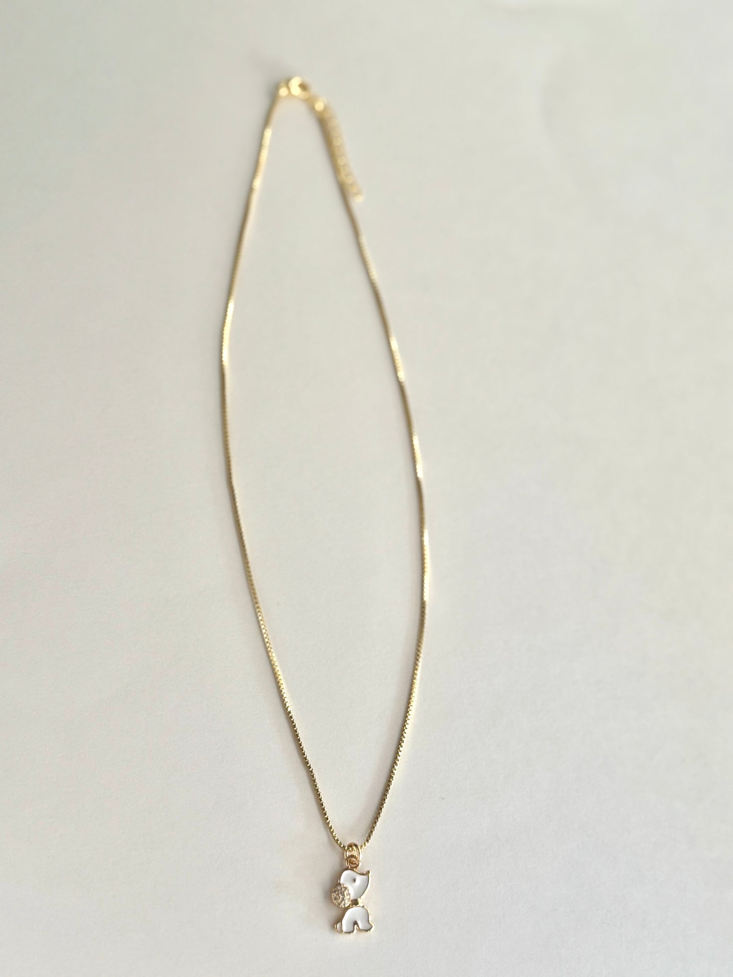 Small Dog Gold Pendant Necklace With Sparkle