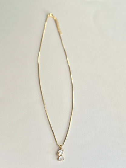 Small Dog Gold Pendant Necklace With Sparkle