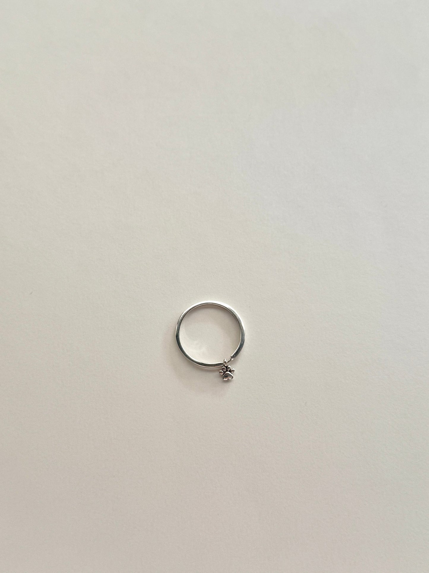 Silver Paw Charm Ring